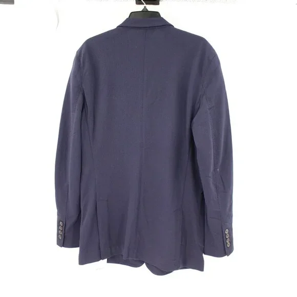 NWT Quince sport coat Mens medium Cotton Pique Knit Blazer Navy patch pockets